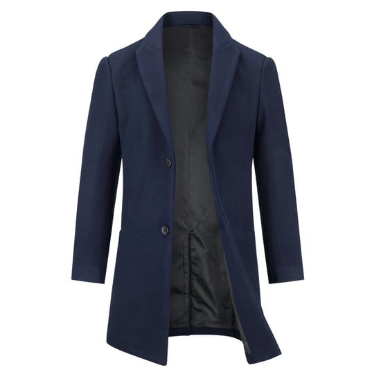 Men's Long Slim Fit Winter Warm Business Wool Coat Blue