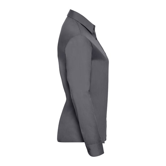 Russell Collection Womens/Ladies Poplin Easy-Care Long-Sleeved Shirt (Convoy Grey) - Image 3