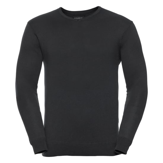 Russell Collection Mens V-Neck Knitted Pullover Sweatshirt (Black) - Image 1