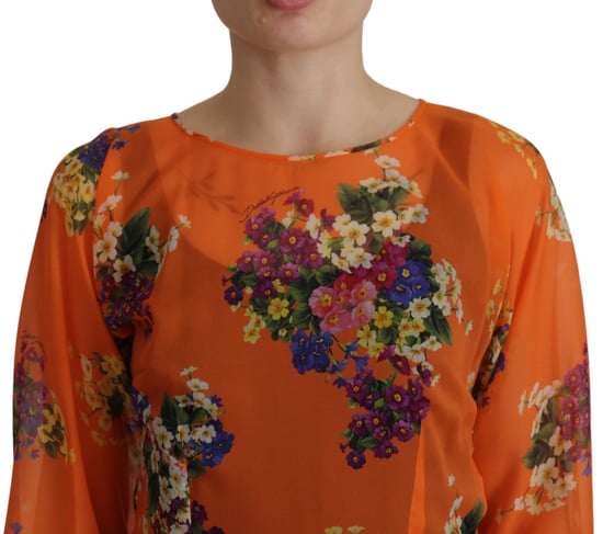 Blusa de manga larga mujer con estampado floral naranja de Dolce & Gabbana - Image 3