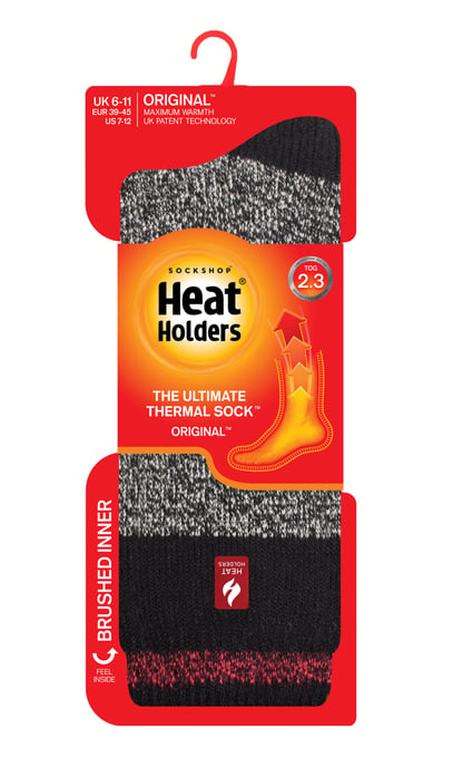 Calentadores - Calcetines térmicos extra gruesos para hombre | Calcetines aislantes de vellón suave y esponjoso | Regalos para hombre - Negro Rojo (Oporto) - Image 2