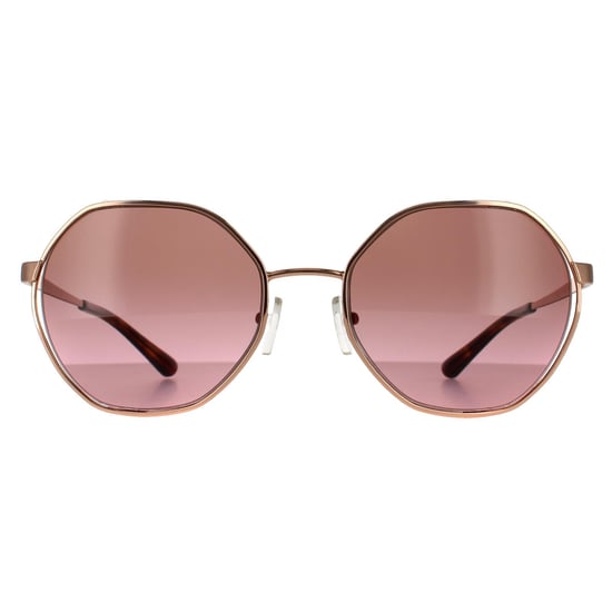 Michael Kors Gafas de Sol Redondas para Mujer en Oro Rosa con Degradado Marrón y Rosa - Image 1