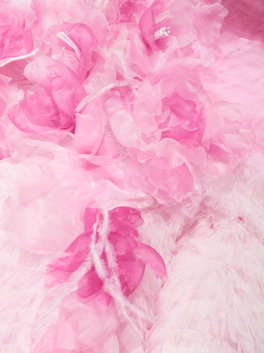 Marchesa Girls Flower Embellished Degrad√© Tulle Gown in Pink