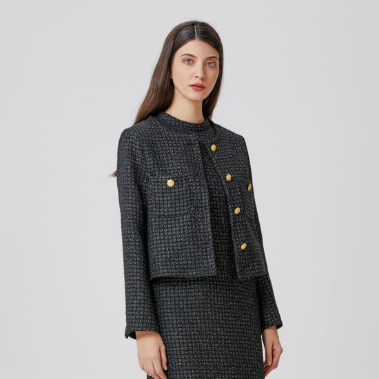 Tweed blazer patch with pockets - Image 2