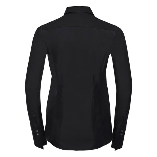 Russell Collection Womens/Ladies Ultimate Stretch Slim Long-Sleeved Shirt (Black) - Image 2