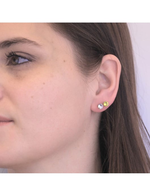 Pendientes de noviembre con piedra de nacimiento - Plata y amarillo - Image 2
