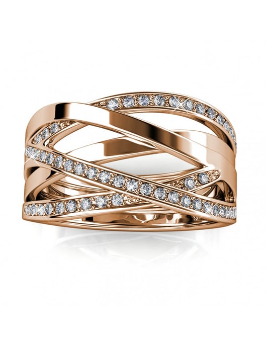Anillo Criss Cross - Oro rosa y cristal - Image 4