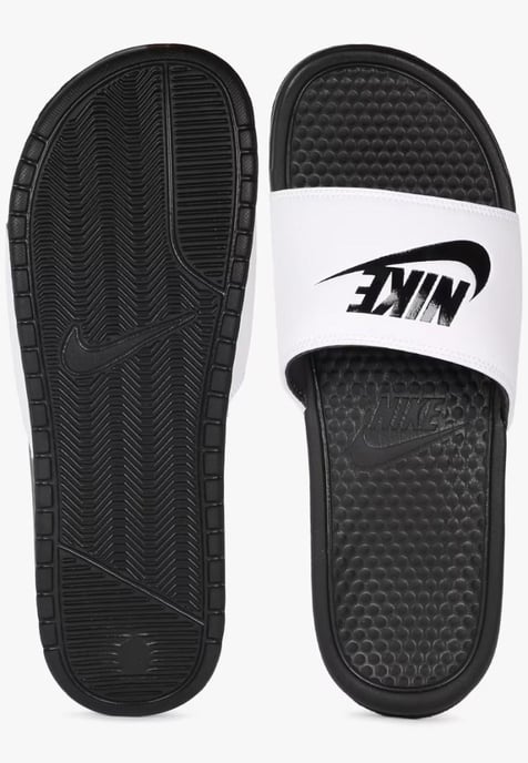 Nike Benassi Slip On Sliders in White/Black