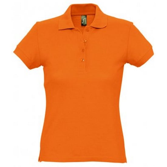 SOLS Womens/Ladies Passion Pique Short Sleeve Polo Shirt (Orange) - Image 1