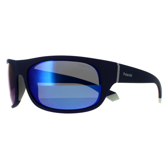Gafas de sol polarizadas Polaroid Wrap para hombre en azul y gris con espejo azul - Image 2