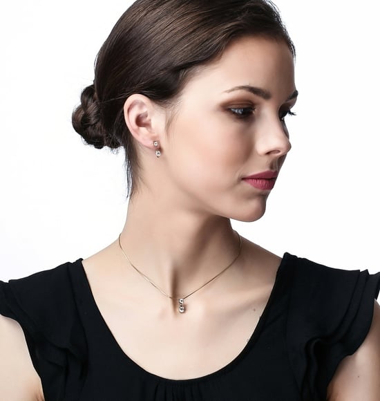 Orphelia 'Lykke' Women's 925 Sterling Silver Set: Chain-Pendant + Earrings - Gold SET-7128/G - Image 5