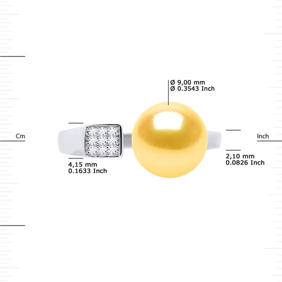 Ring Adjustable Freshwater Pearl Jewelry 9-10mm Golden 925