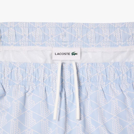 Men's Lacoste Mid Length Swim Trunks in Light Blue