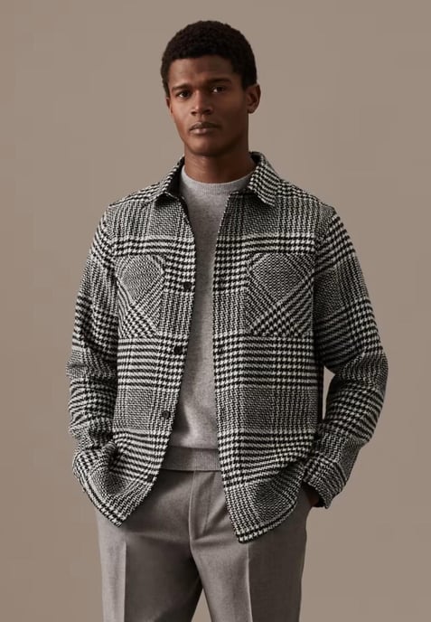 Sobrecamisa de lana Autograph Black/White Check para hombre - Image 1