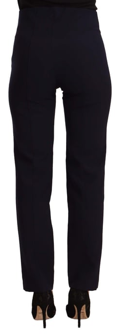 Pantalones Rectos de Mujer de Poliéster de Cintura Alta Negros AGLINI - Image 3