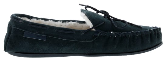 Hush Puppies Allie leather Womens Moccasin Memory Foam Faux Fur navy - Image 2