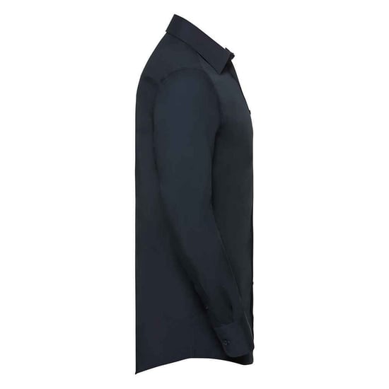Russell Collection Mens Poplin Tailored Long-Sleeved Shirt (French Navy) - Image 3