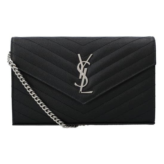 Saint Laurent Classic Cassandre Chain Wallet In Grain De Poudre Leather Black - Image 1