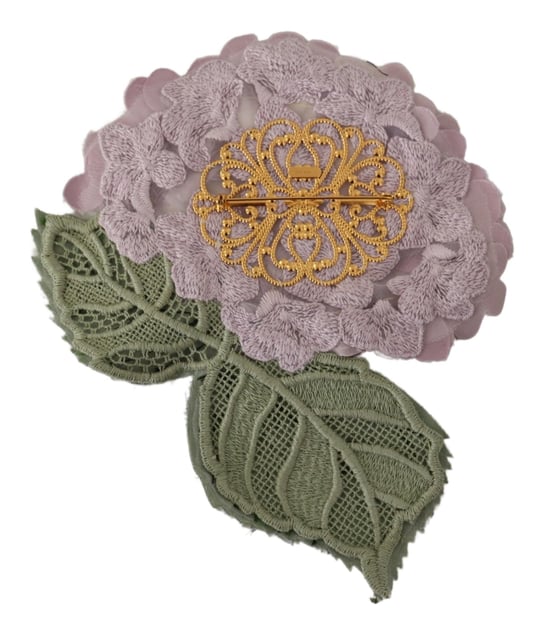 Broche para mujer en tono dorado con flores moradas de Dolce & Gabbana - Image 2