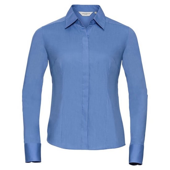 Russell Collection Womens/Ladies Poplin Easy-Care Fitted Long-Sleeved Shirt (Corporate Blue) - Image 1