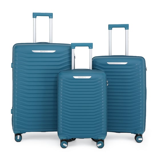 Hard Shell Blue Classic Suitcase 8 Wheel Cabin TSA Luggage Case Holiday Travel