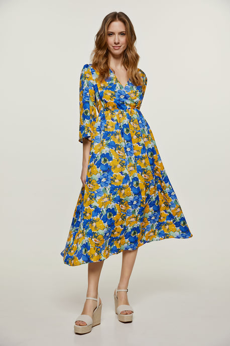 Vestido midi floral de corte imperio - Image 1