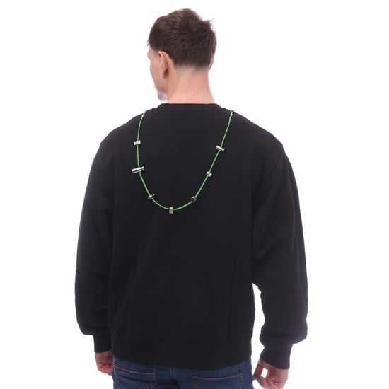 Sudadera de algodón con cuello redondo y collar extraíble en color negro - Image 2