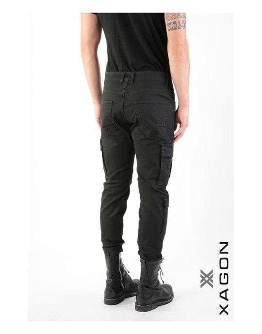 Xagon Pantalones Cargo del hombre negro - Image 4