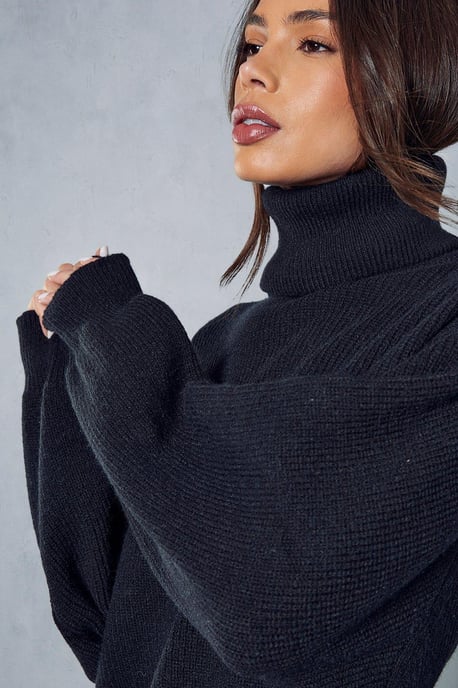 Knitted Oversized Roll Neck Jumper Dress