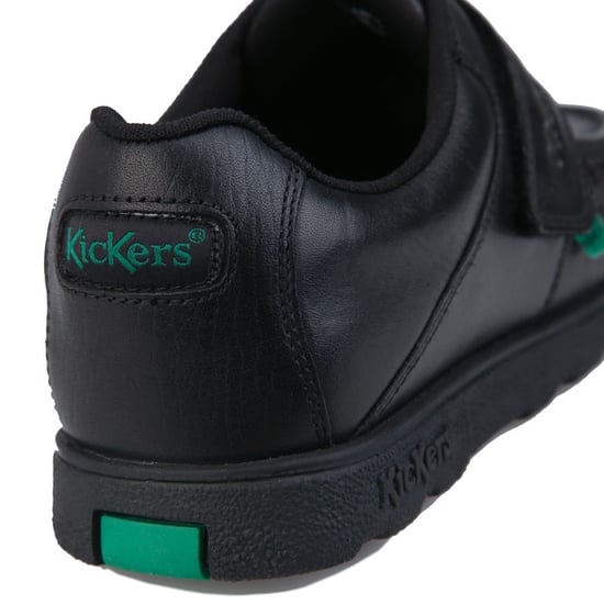 Boy's Kickers Junior Fragma Strap Leather Shoe in Black