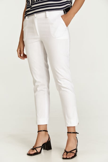 White Denim Style Cotton Pants