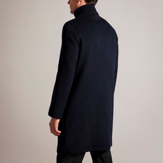 Abrigo de mezcla de lana con cuello tipo embudo Ted Baker Ederson para hombre en azul marino - Image 2
