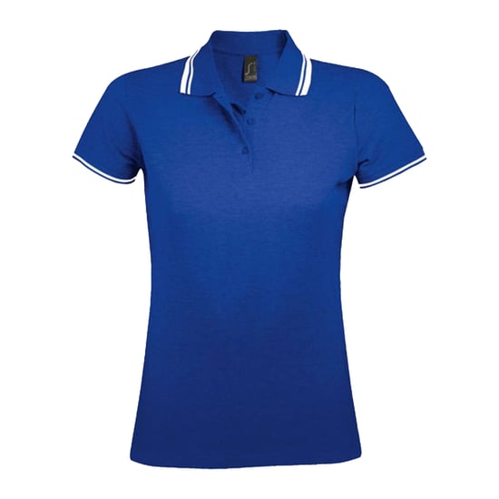 SOLS Womens/Ladies Pasadena Polo Shirt (Royal Blue/White) - Image 1