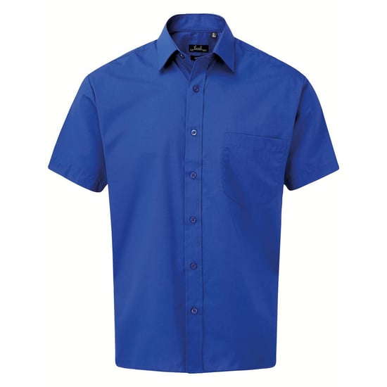 Premier Mens Short Sleeve Poplin Shirt (Royal Blue) - Image 1