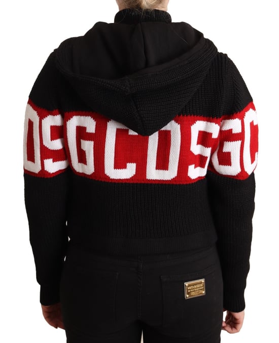 Chaqueta Cárdigan de Logo con Botones y Capucha de Cachemira Negra para Mujer de GCDS - Image 3