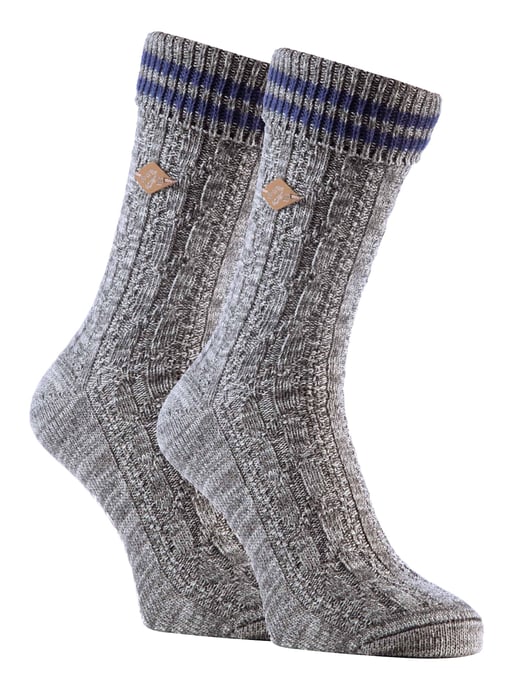 Paquete de 2 calcetines de algodón de punto por cable para hombre con parte superior vuelta - Image 1