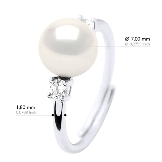 Ring Jewelry - Real Cultured Freshwater Pearl Round 7-8 mm - Image 2