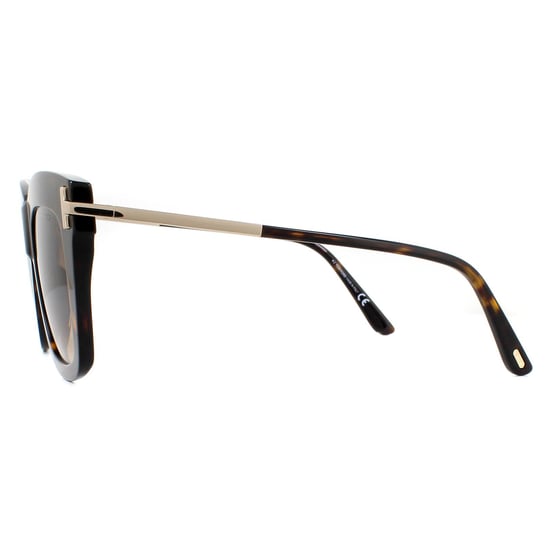 Gafas de sol cuadradas para mujer Tom Ford en marrón habana oscuro con degradado - Image 3
