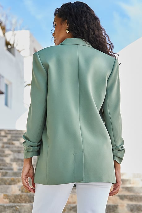 Sage Green Relaxed Fit Longline Blazer