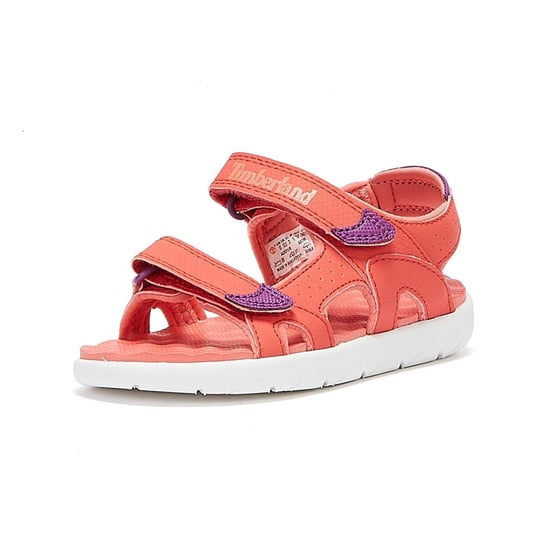 Boys Girls Timberland Perkins Row 2-Strap Youth Dark Pink Sandals - Image 3