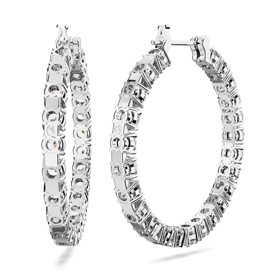 Swarovski 'Matrix' Women's Base Metal Hoop Earrings - Silver 5647715 - Image 4