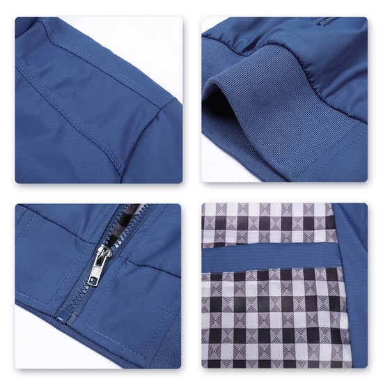 Men's Bomber Jacket with Stand-Up Collar, Transitional Jacket for Autumn, Casual Sports Jacket Blue - Image 4