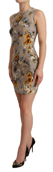 Vestido mini ajustado de seda gris con flores para mujer de Dolce & Gabbana - Image 2