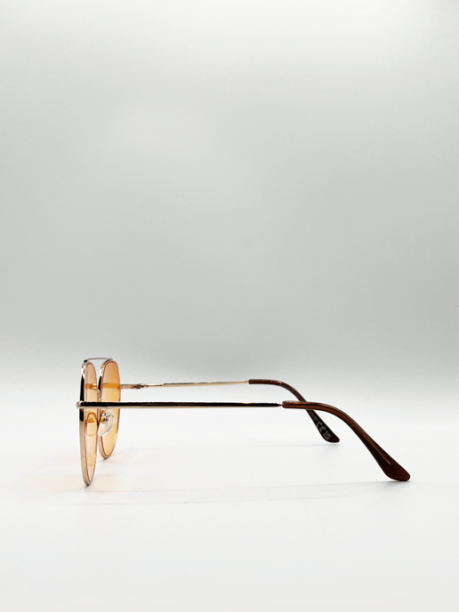 Gold rounded aviator style sunglasses