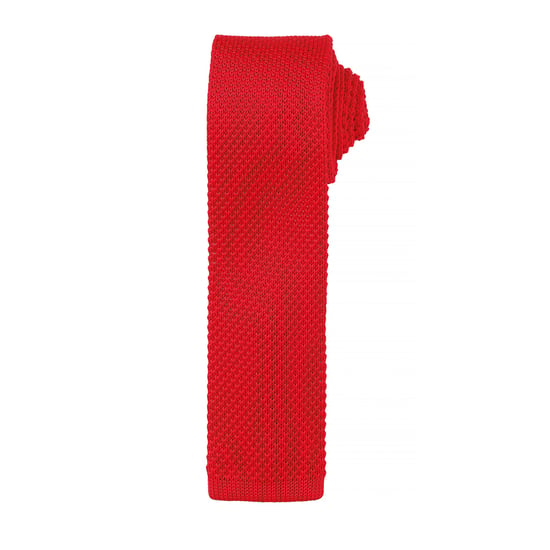 Premier Mens Slim Textured Knit Effect Tie (Pack of 2) (Red) - Image 1