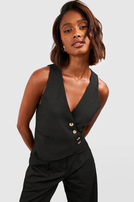 Mock Horn Asymmetric Tailored Waistcoat