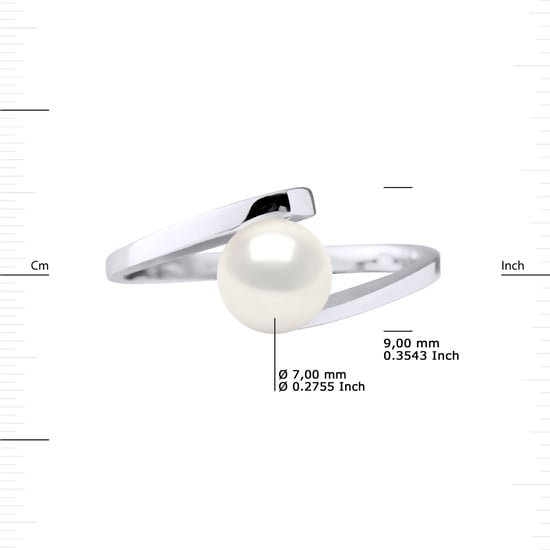 DIADEMA - Ring CROSS Real Freshwater Pearls - White