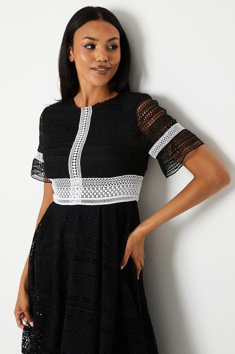 Lace Trim Detail Midi Dress - Image 4
