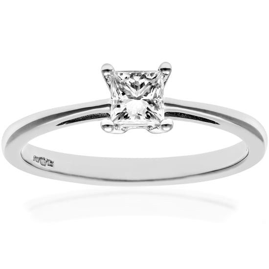 Anillo de compromiso con diamantes de talla princesa J/I con certificación de 1/3 quilate en oro blanco de 18 quilates - Image 1