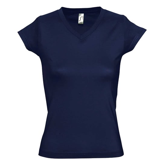 SOLs Womens/Ladies Moon V Neck Short Sleeve T-Shirt (French Navy) - Image 1